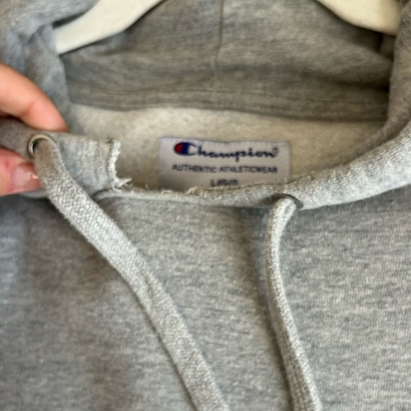 🩷AUTHENTIC CHAMPION GRAY HOODIE SWEATSHIRT FALL WINTER SIZE LARGE LOGO - Picture 7 of 8